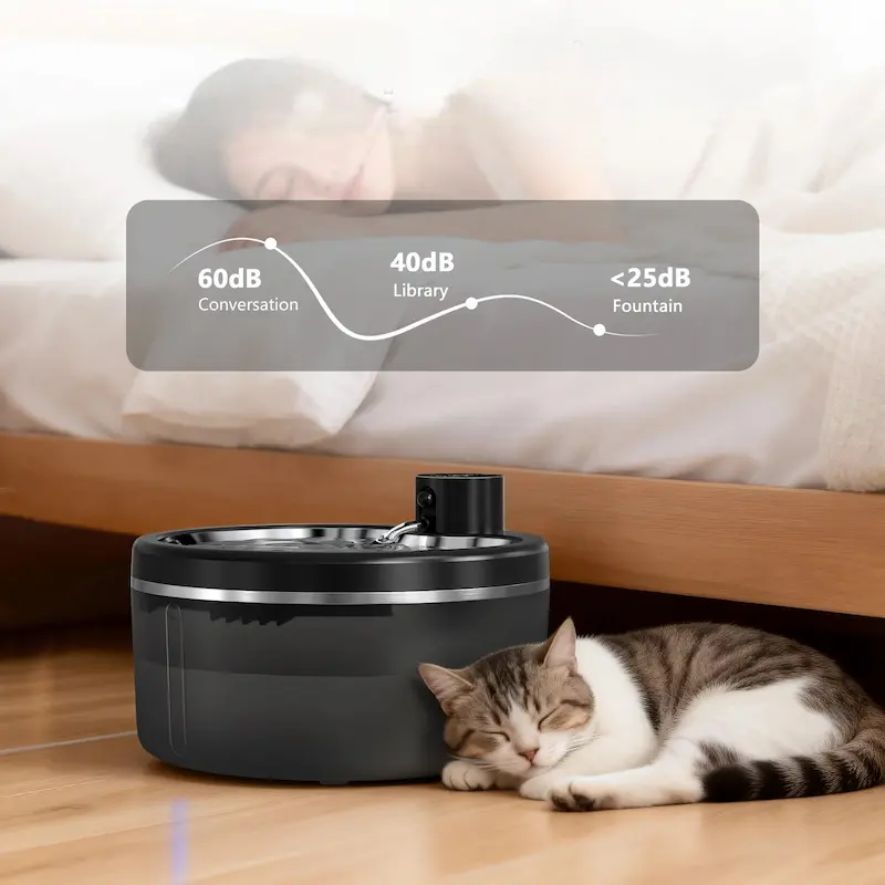 Nerezová fontána na vodu pre mačky 3 l – tichá | aquamia