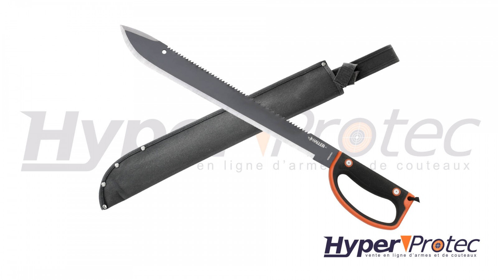 Мачете Haller с острие тип трион, дръжка D-guard и найлонов калъф