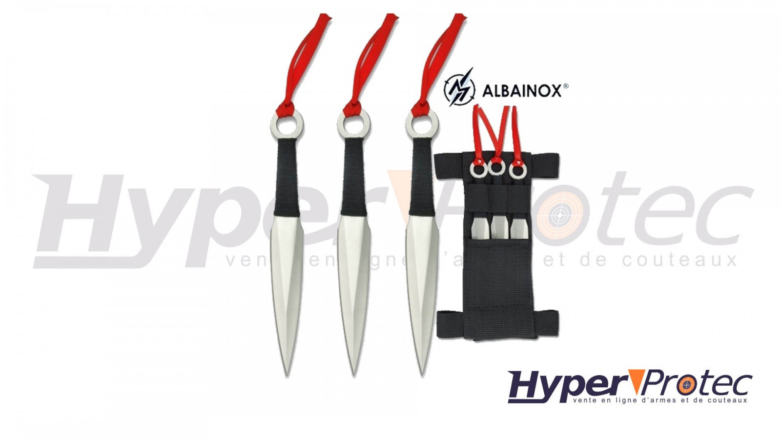 Set de 3 cuțite de aruncat kunai cu toc din nailon