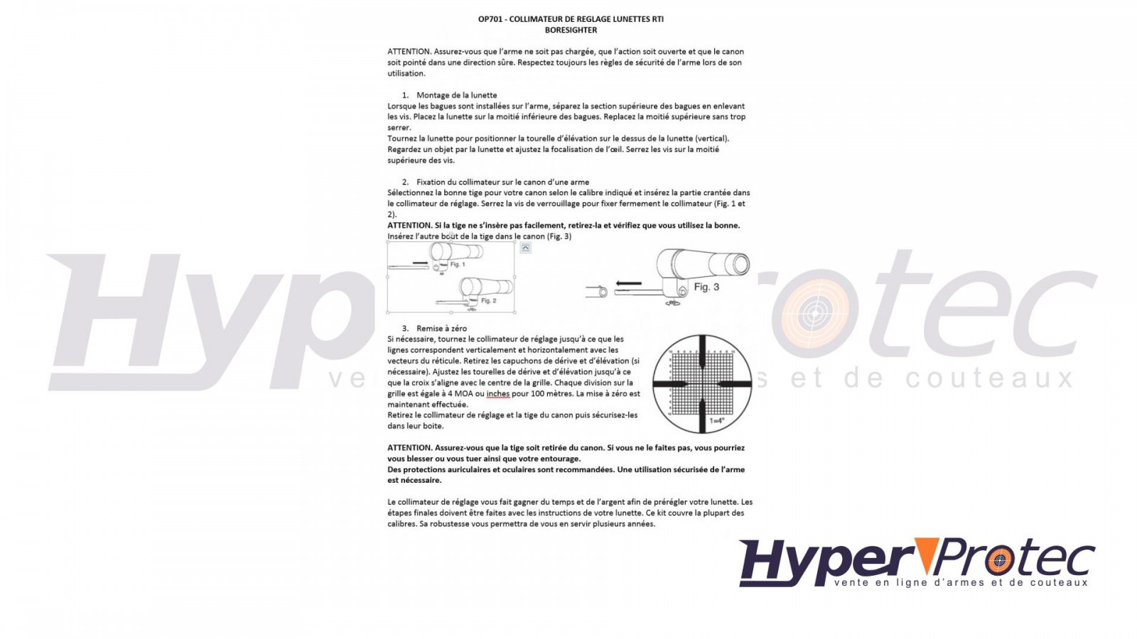 Colimator de reglare lunetă calibre de la 4,5 mm la .50 în trusă