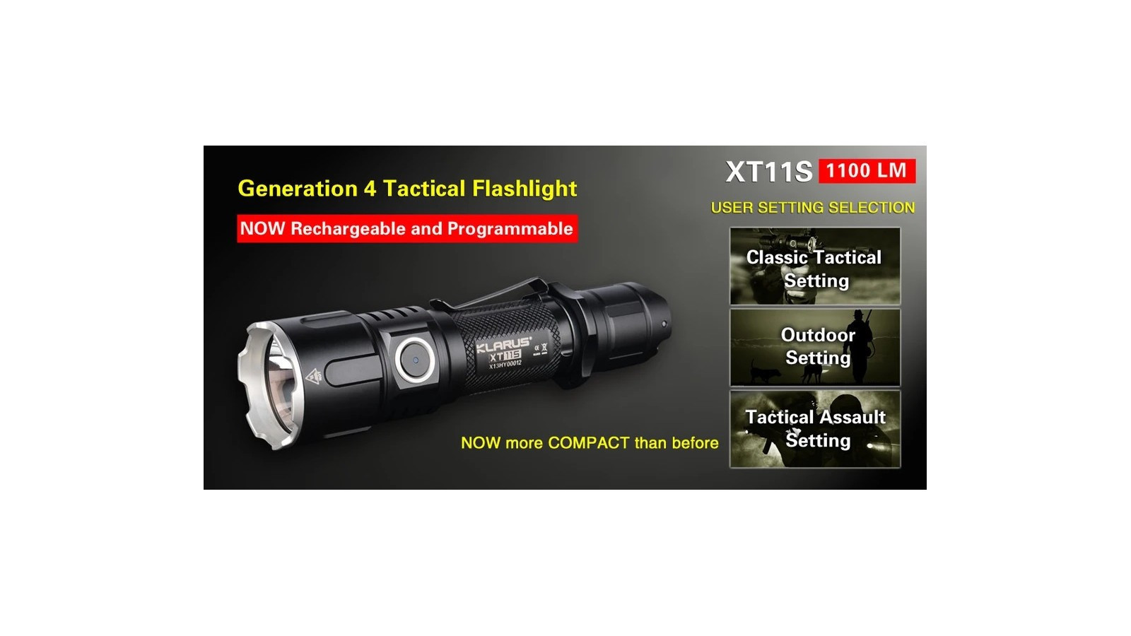 Lanternă tactică Klarus XT11S 1100 lumeni reîncărcabilă