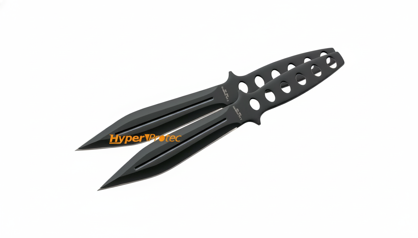 2 cuțite de aruncat identice, integral din metal – 25 cm