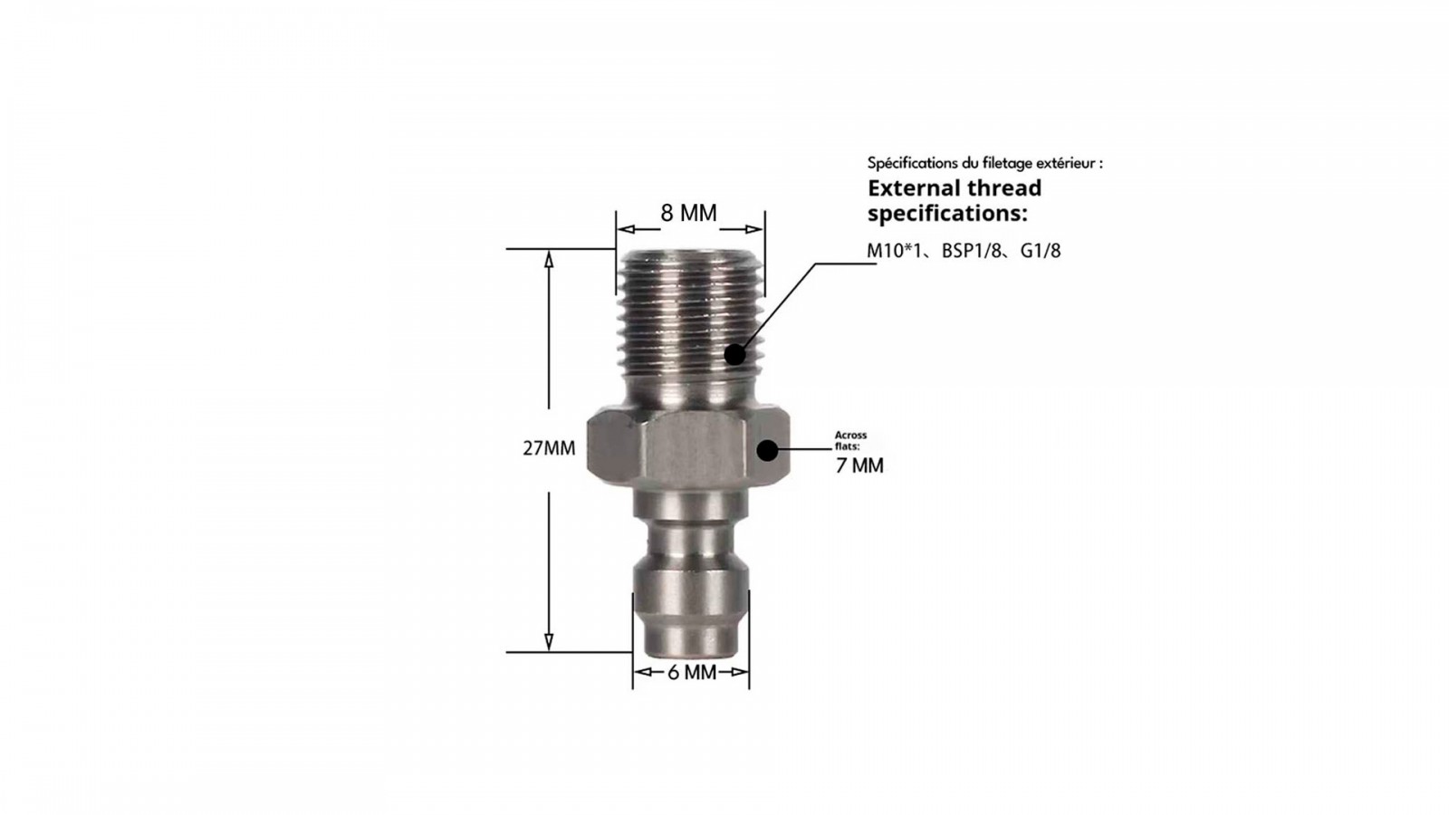 Adaptor QR mascul pentru arme PCP – filet M10