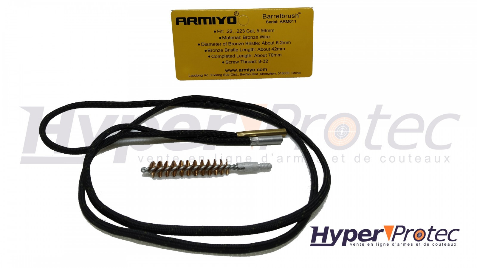 Почистващ шнур за калибри 22 LR и 5,56 с месингова четка за оръжие