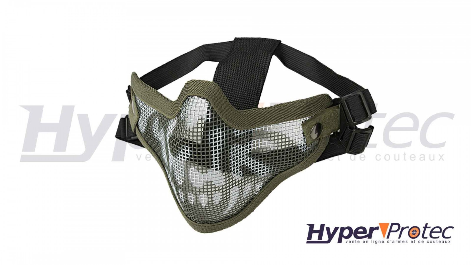 Mască cu grilaj pentru airsoft Ultimate Tactical, camuflaj verde/alb