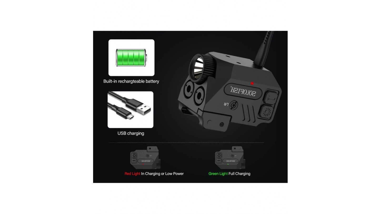 Lampă și laser dual verde și roșu tactic și de apărare
