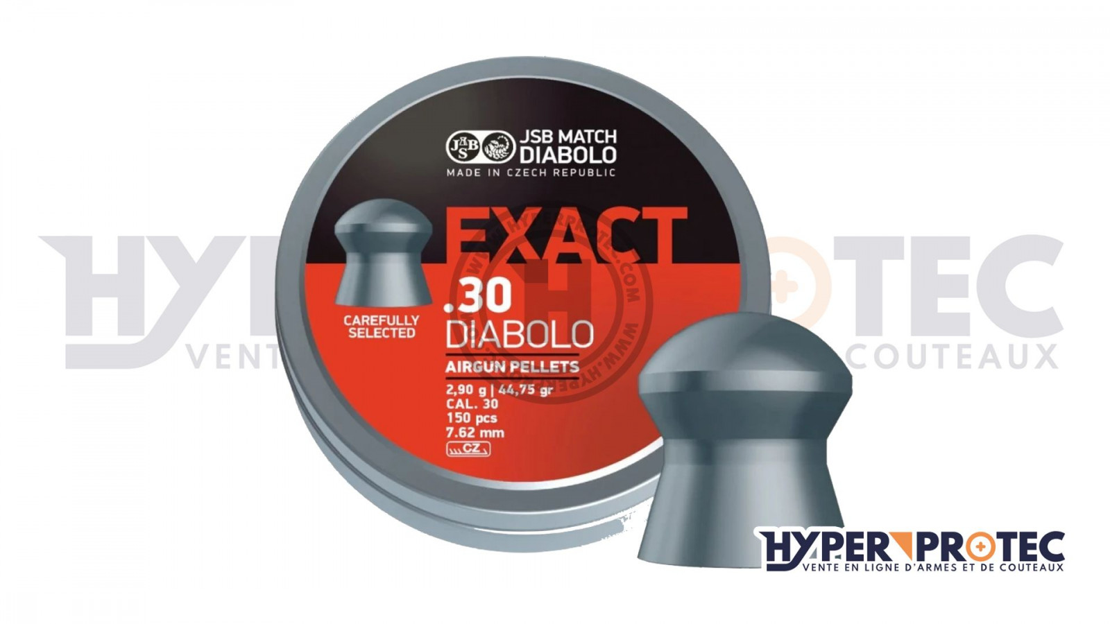 Gloanțe JSB Exact cu cap rotund de 7,62 mm (cal. 30) – 2,90 g Gloanțe JSB Exact cu cap rotund de 7,62 mm (cal. 30) – 2,90 g