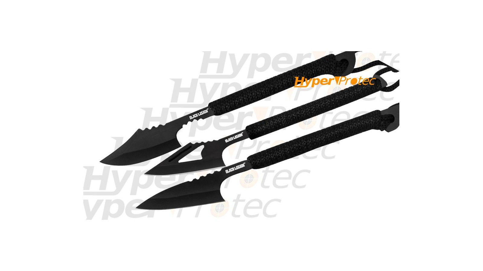3 cuțite de aruncat negre Black Legion Harpoon cu toc