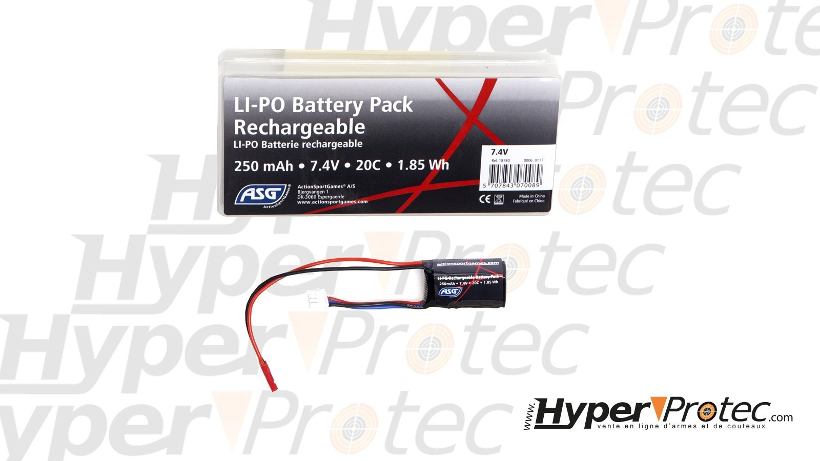 Li-Po батерия 250 mAh, 7,4 V, 20C за HPA Li-Po батерия 250 mAh, 7,4 V, 20C за HPA