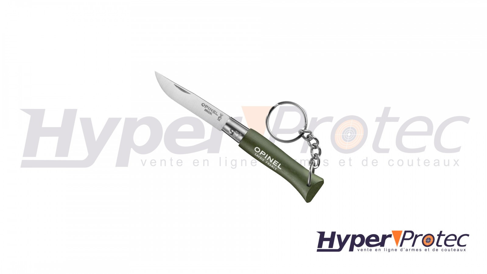 Breloc Opinel nr. 04 din oțel inoxidabil cu mâner kaki