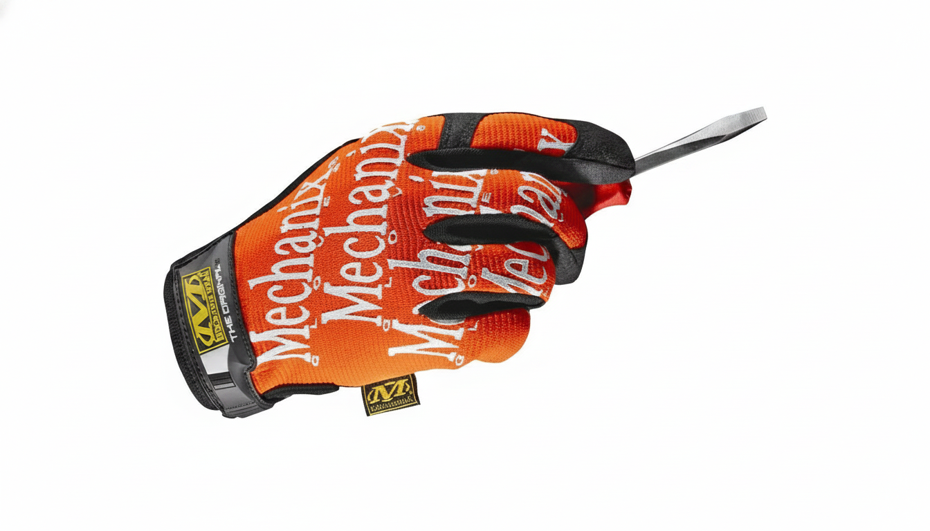 Mănuși Mechanix originale – portocalii cu inscripție albă – XXL