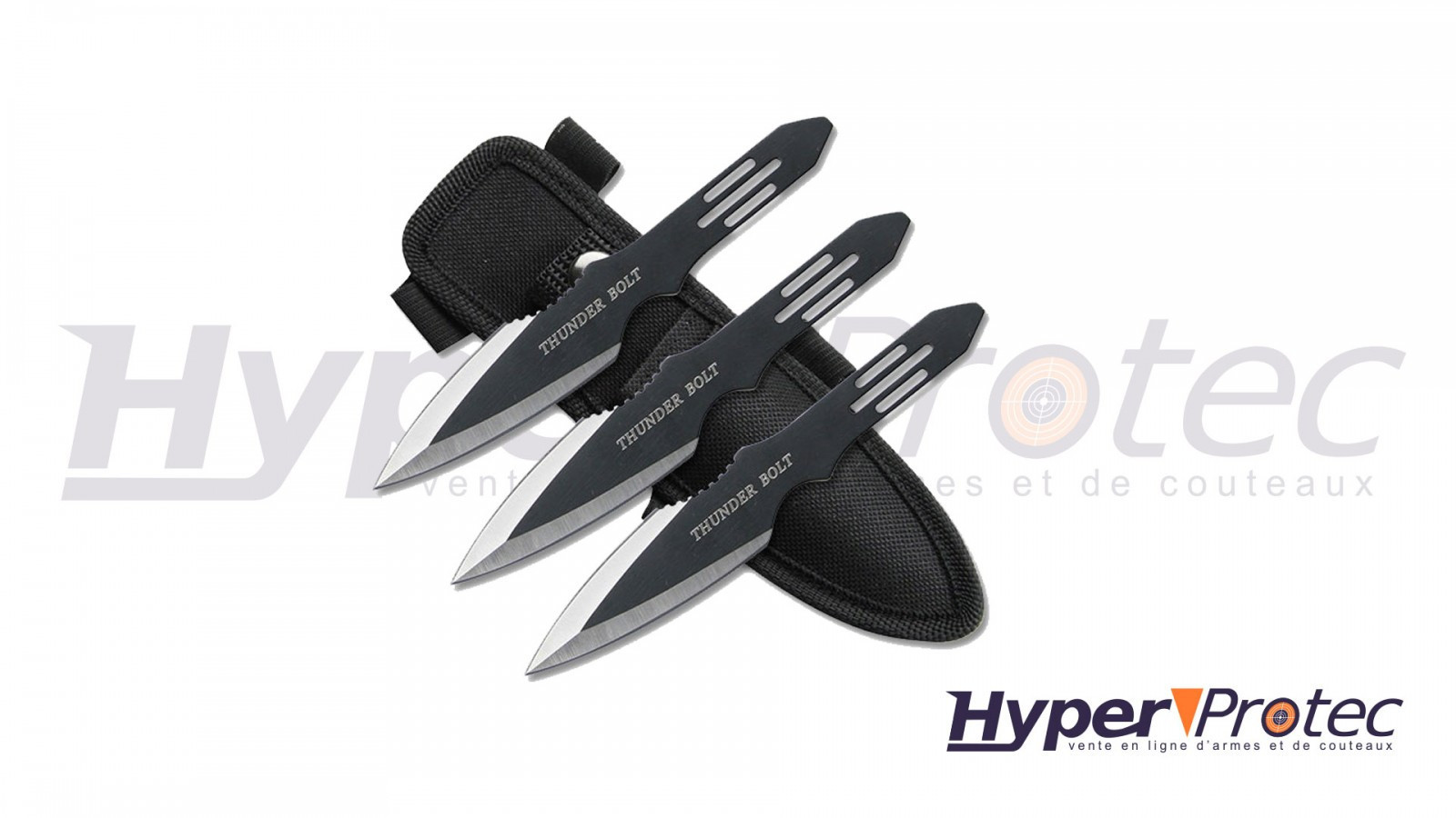 3 cuțite de aruncat de 14 cm, Perfect Point, complet negre