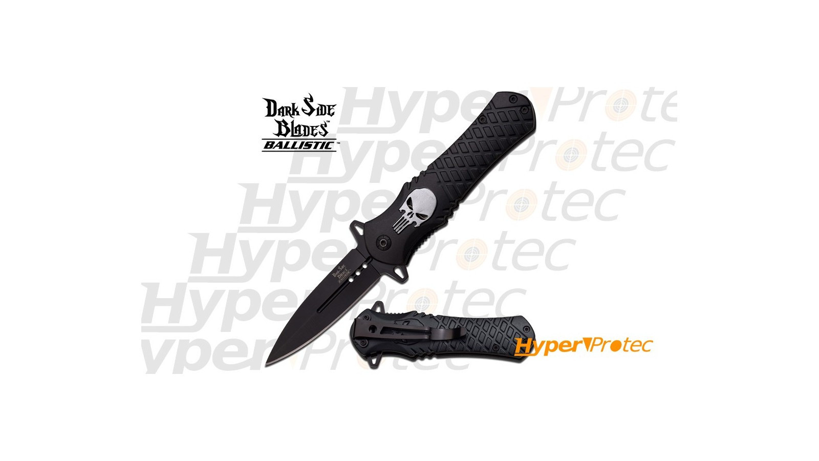 Cuțit cu deschidere asistată Punisher Skull Black