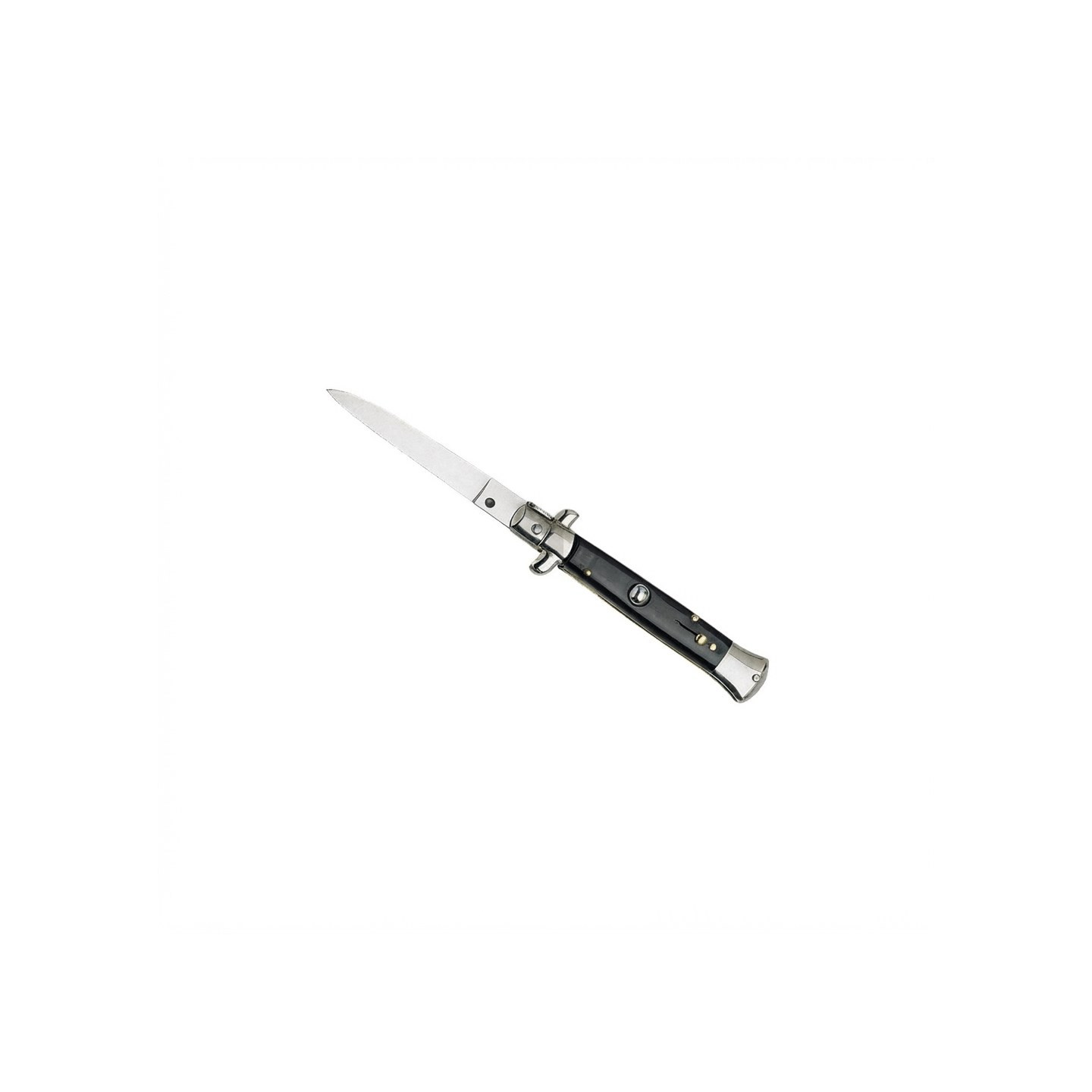 Italiensk automatisk kniv med svart horn – 11 cm Italiensk automatisk kniv med svart horn – 11 cm