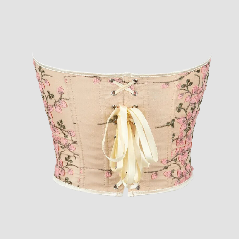 Beige bustier-korsett med blomster