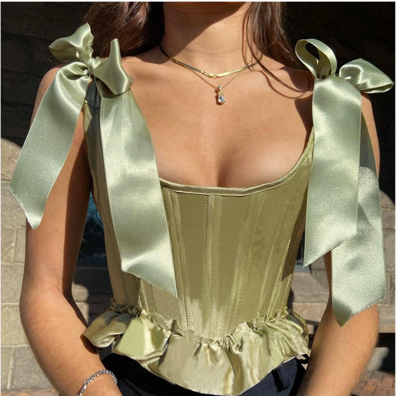 Bustier-korsett-topp Vintage Green