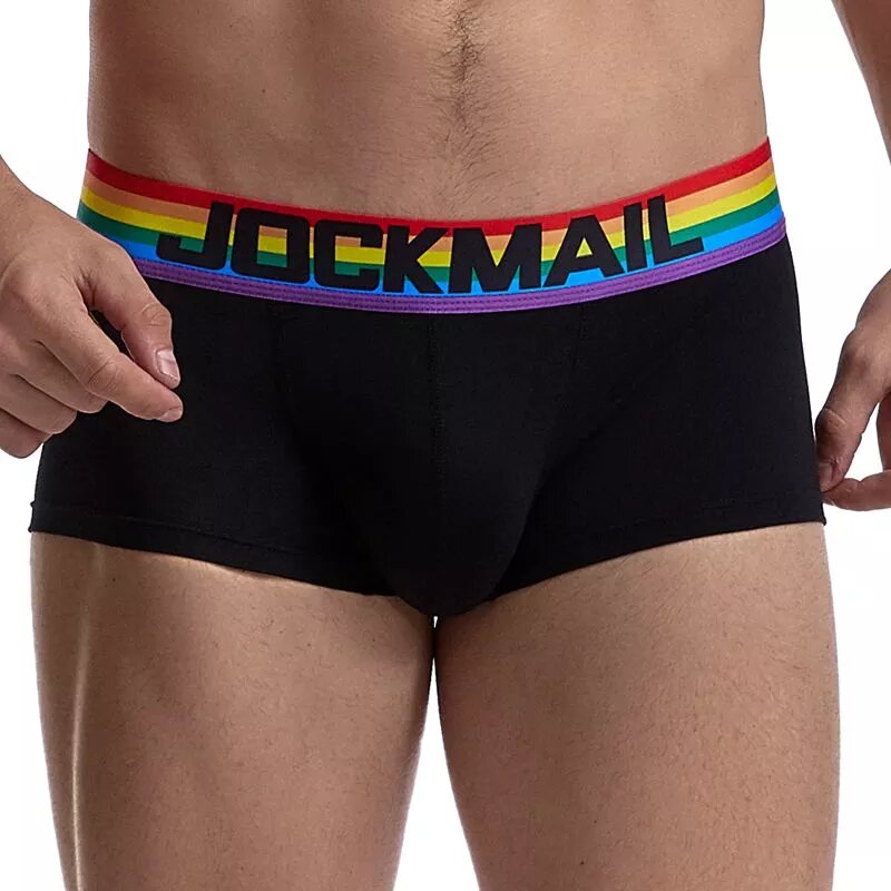 Homo lingerie zwart regenboogband broekje