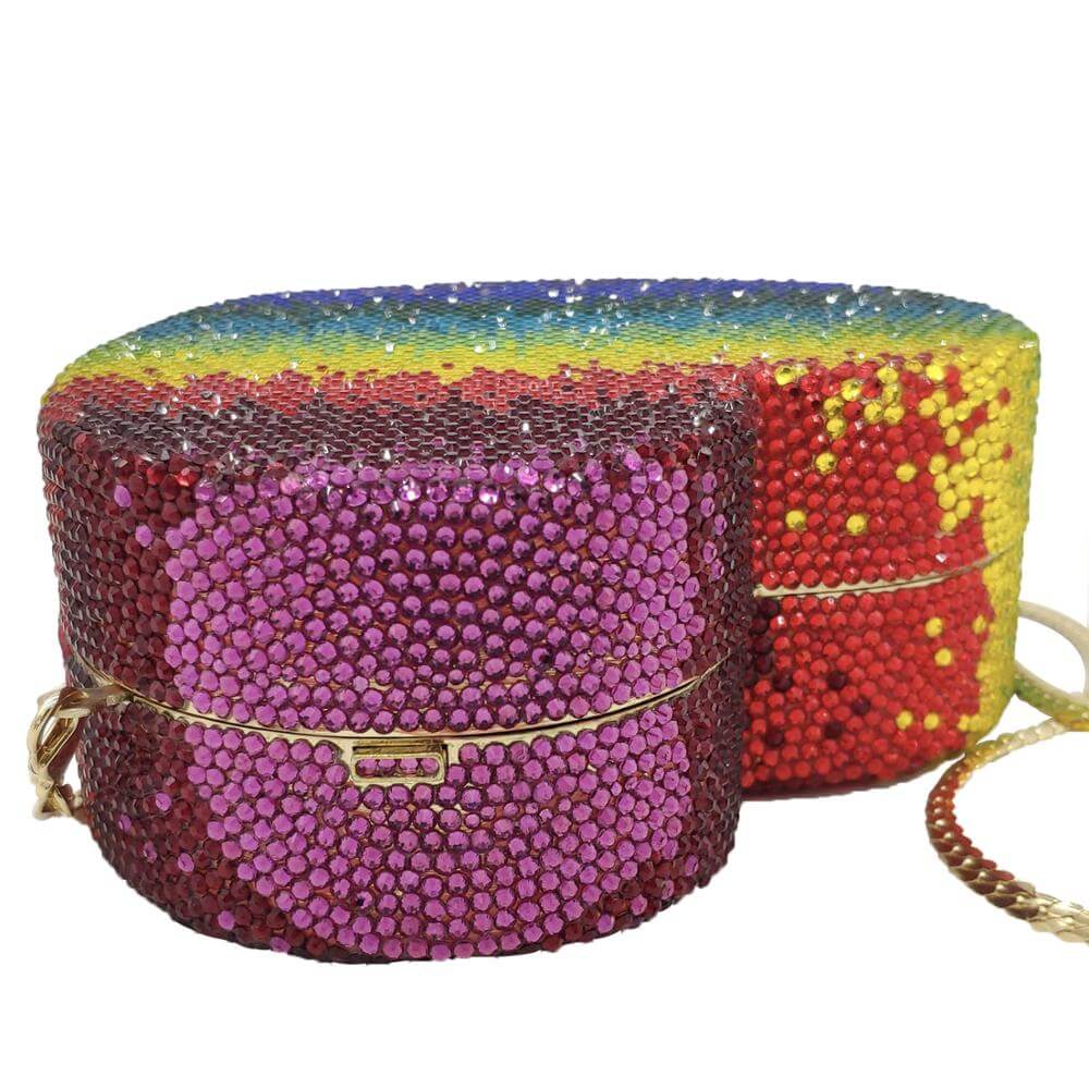 LGBT Shinny Rainbow Heart Clutch bag