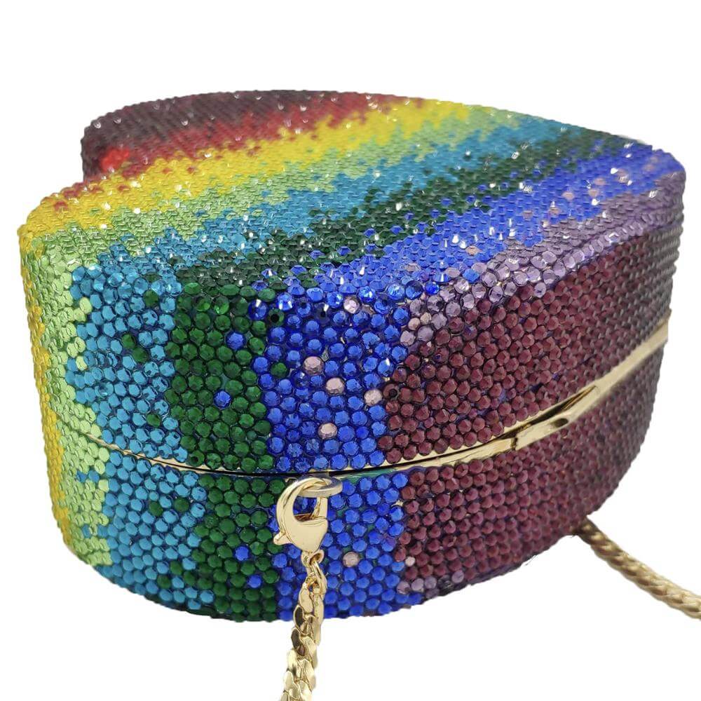 LGBT Shinny Rainbow Heart Clutch bag