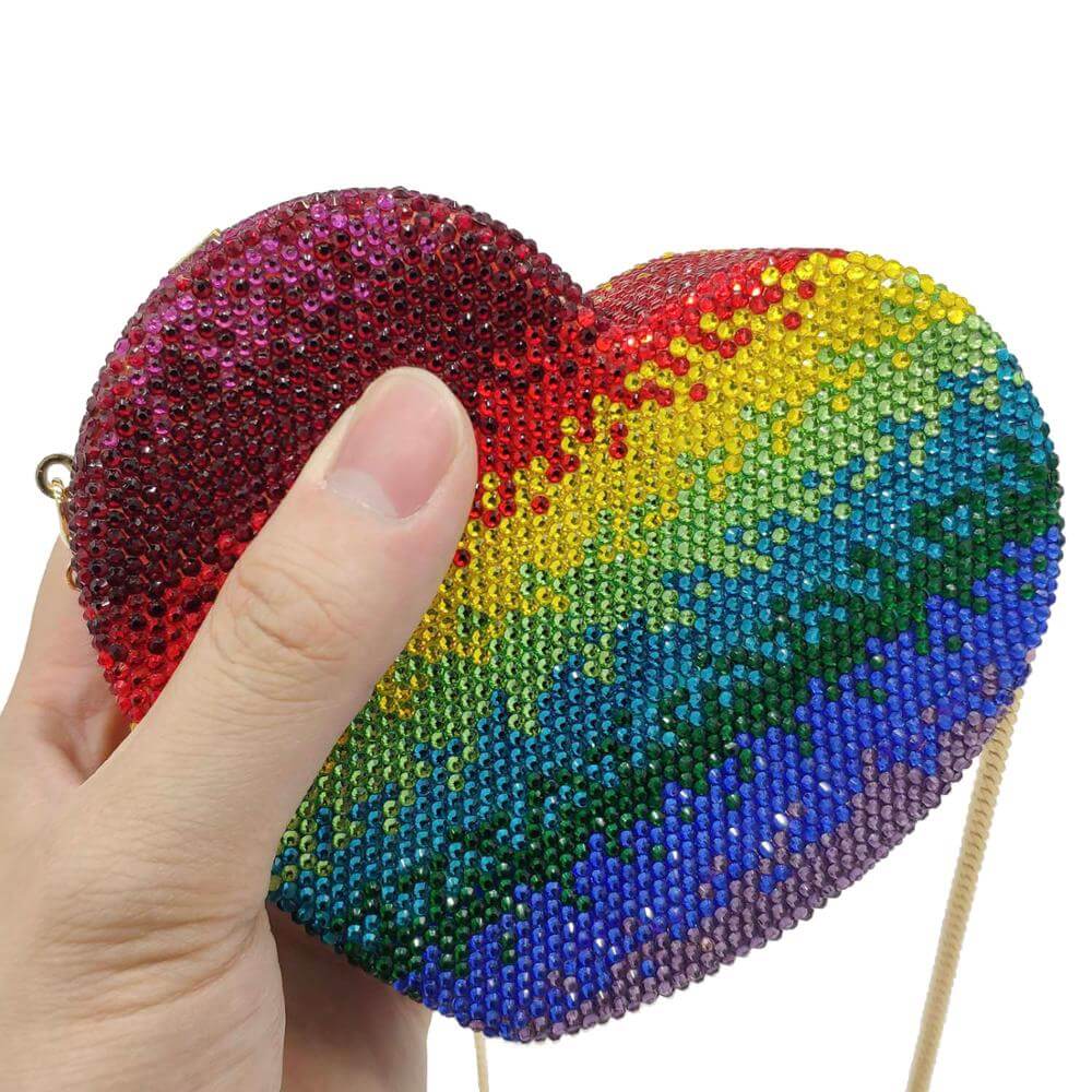 LGBT Shinny Rainbow Heart Clutch bag