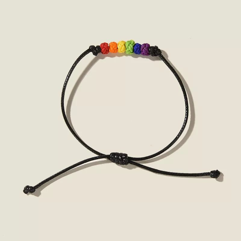 Pulseira ajustável LGBT com nós em forma de arco-íris