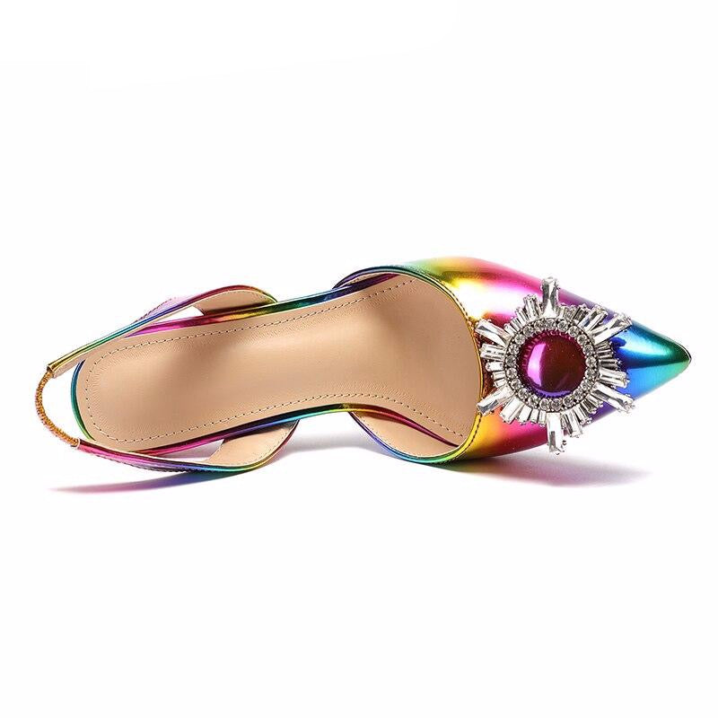 LGBT Curve Regenboog Strass pumps