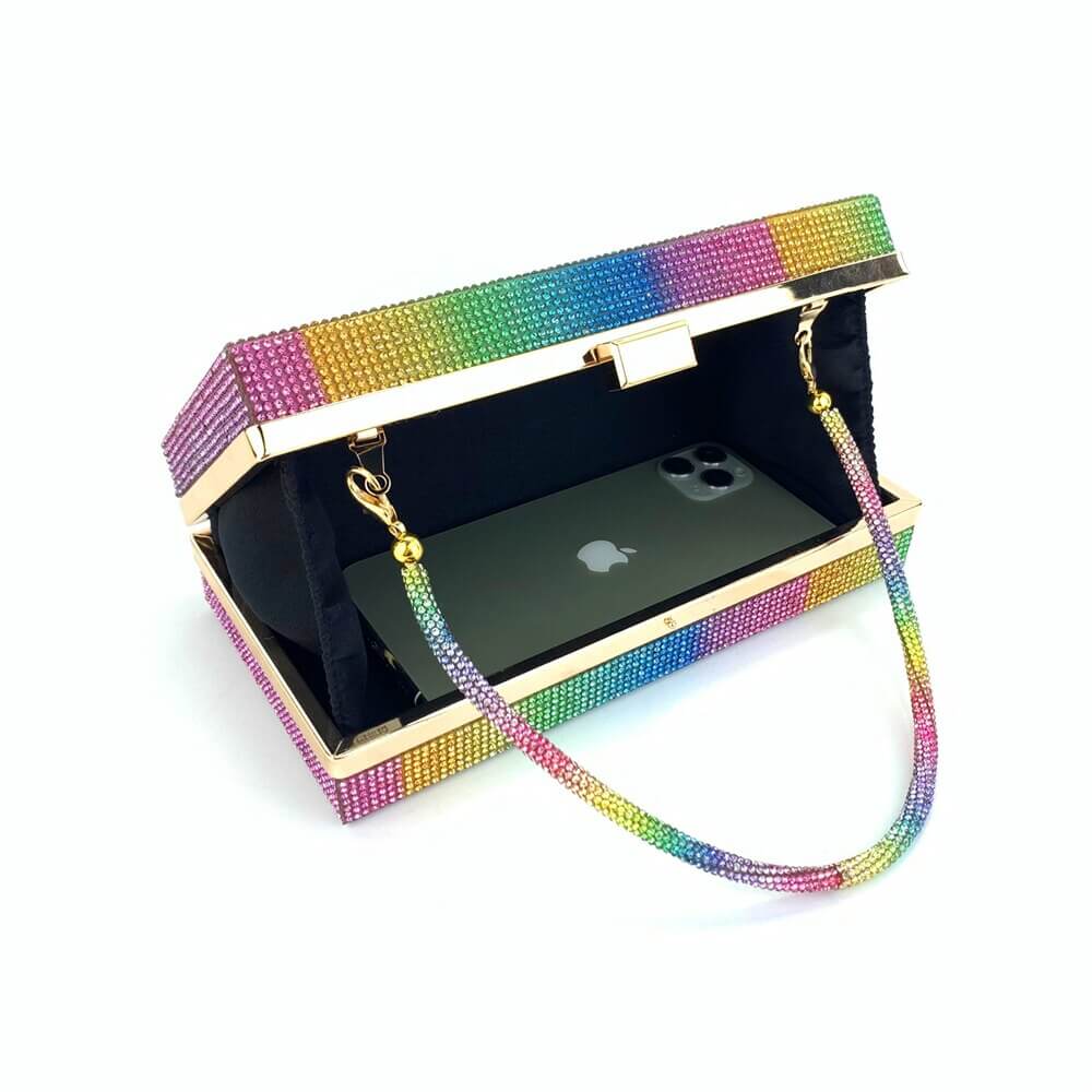 LGBT Shinny Cassette Rainbow Clutch bag