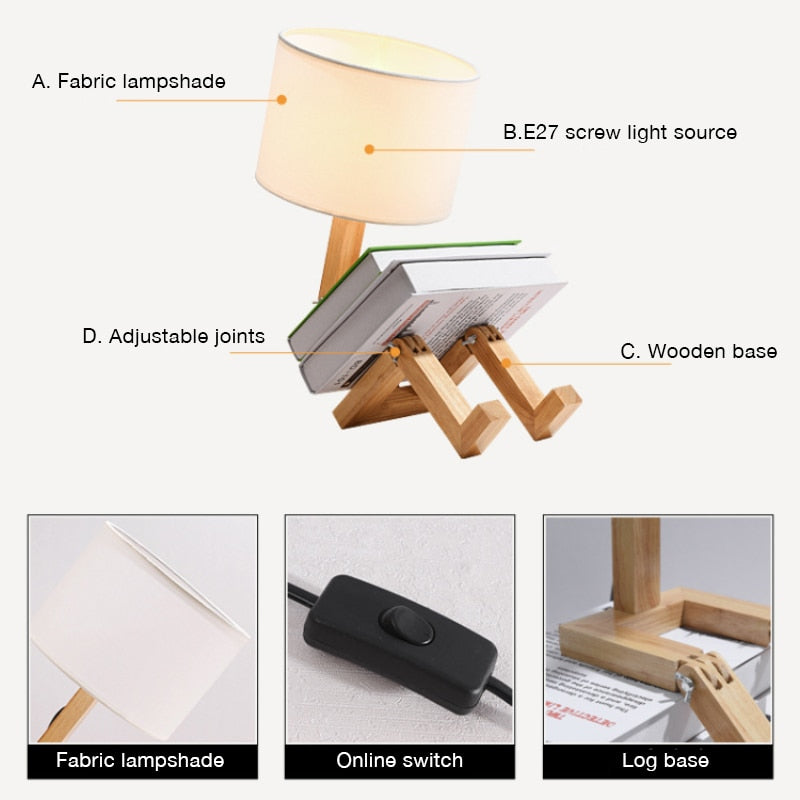 Nočná lampa s dreveným podstavcom personaggi