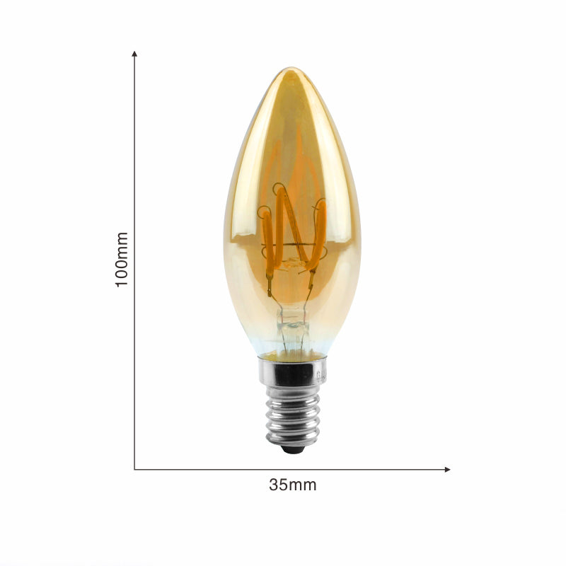 Bec cu filament Led c35 - soclu e14 (ambra)