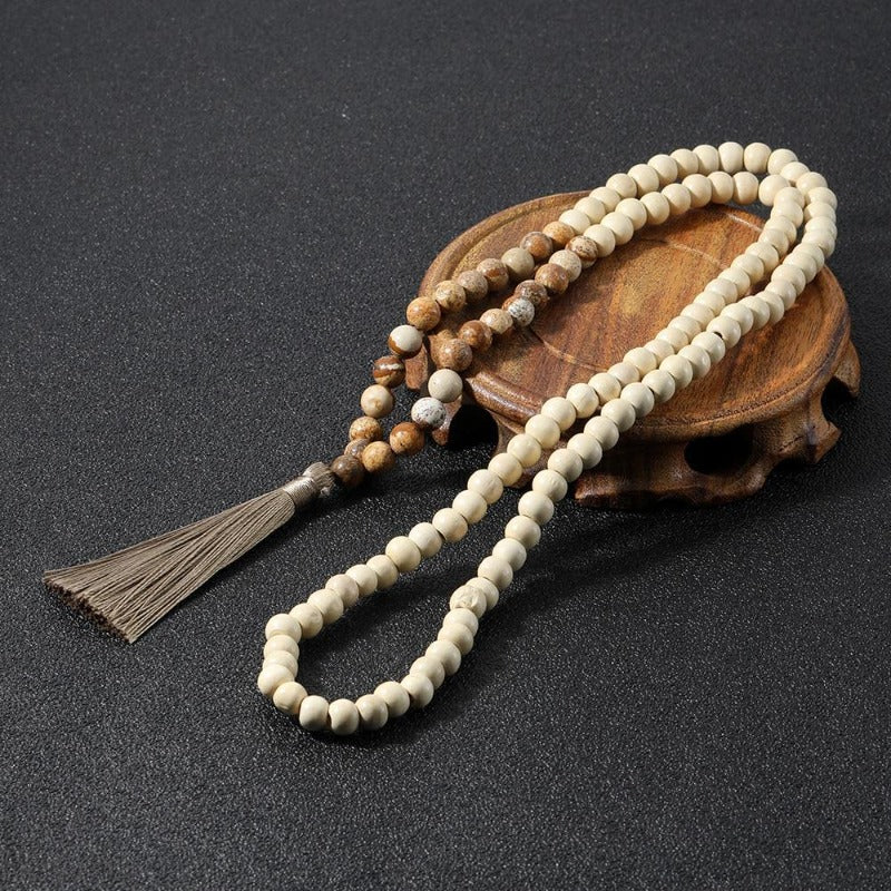 Collar de cuentas de madera Mala