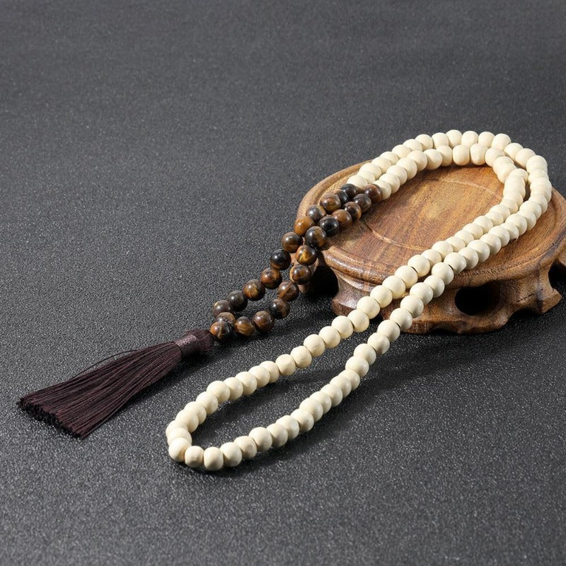 Collar de cuentas de madera Mala