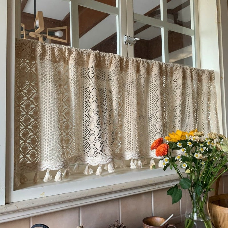 Cortinas de cocina de macramé