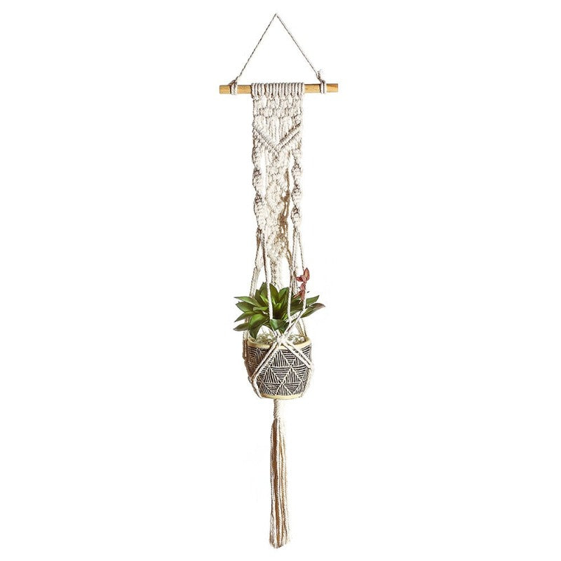 Lámpara colgante de macramé para plantas