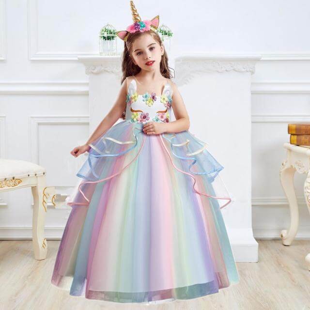 Rochie de prințesă unicorn pentru fete