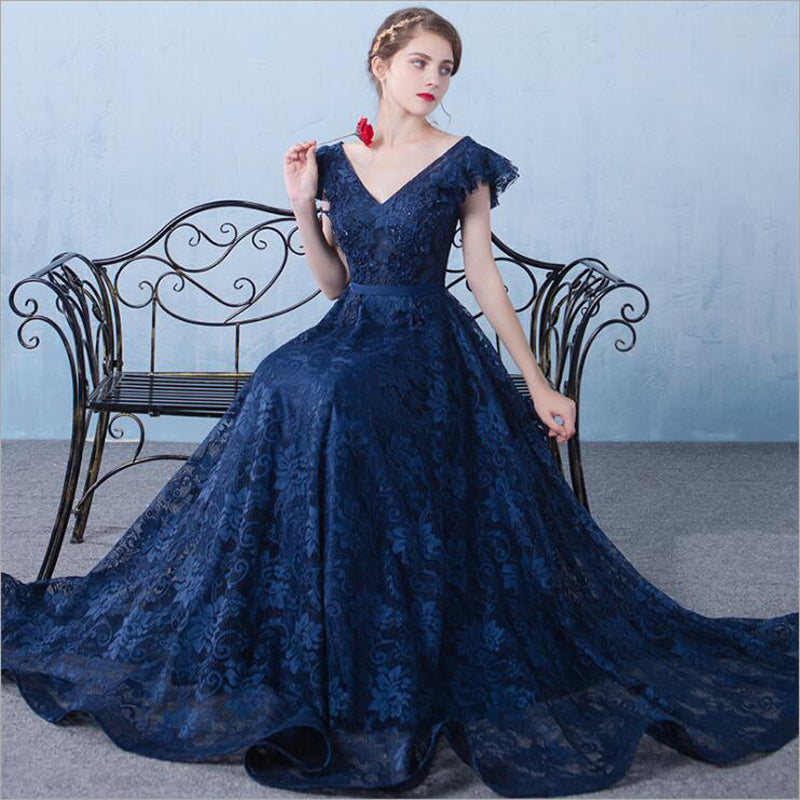 Rochie de bal prințesă albastru regal