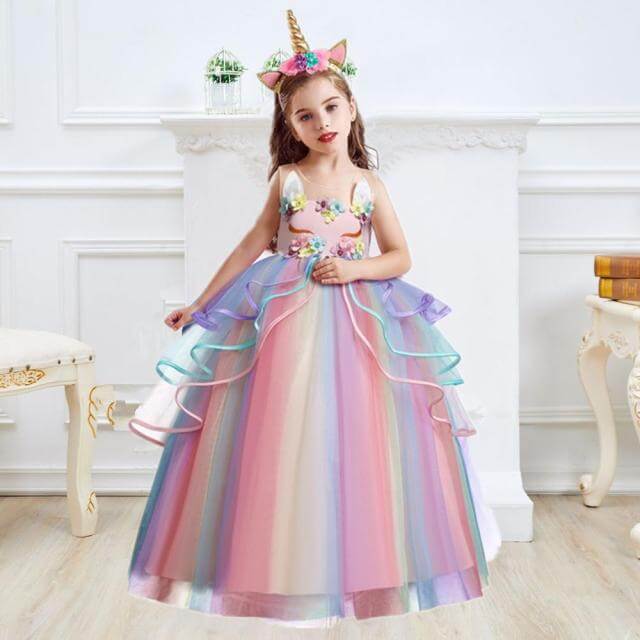 Rochie de prințesă unicorn pentru fete