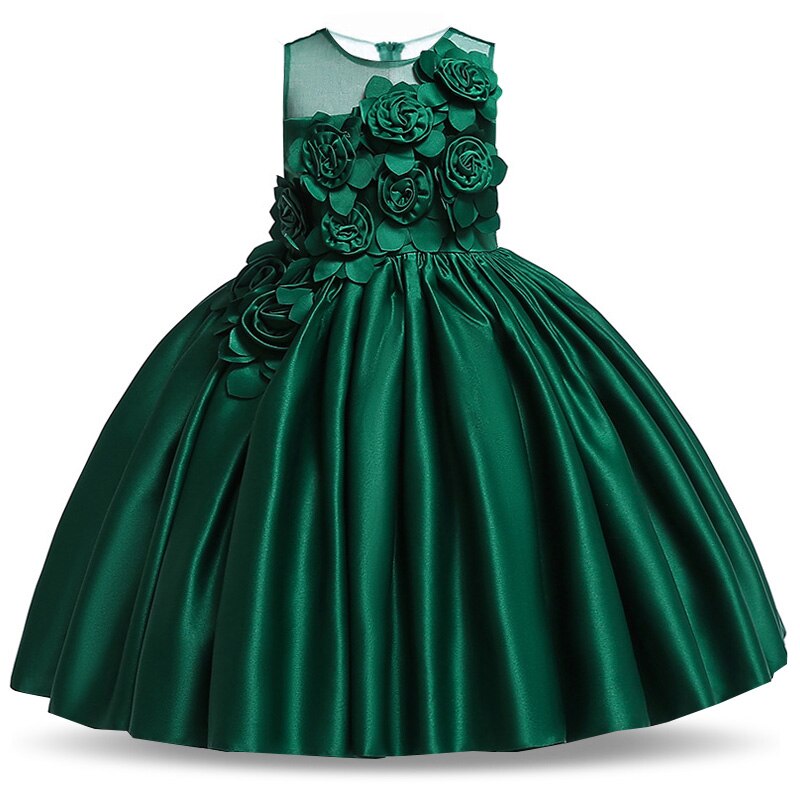 Rochie de prințesă din satin verde