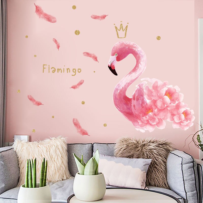 Klistermärken med rosa flamingo