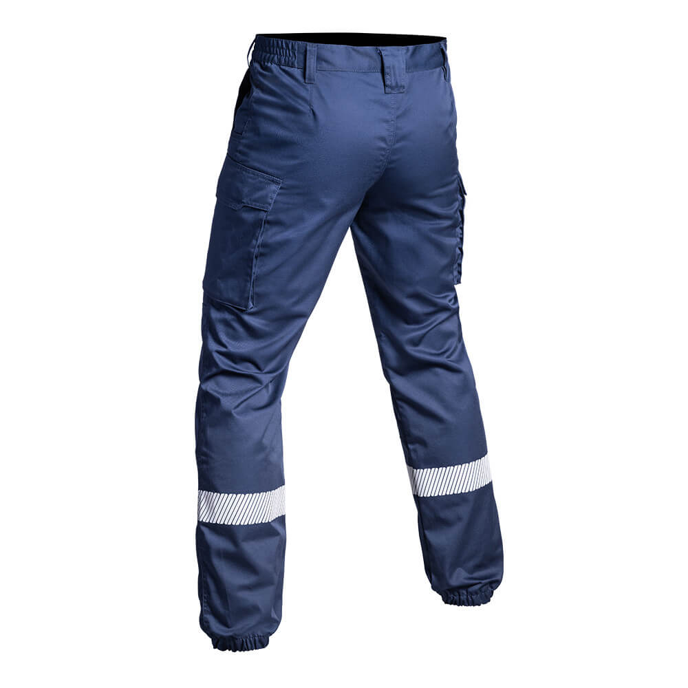 Granatowe spodnie przeciwpożarowe HV-TAPE SECU-one z 4 kieszeniami