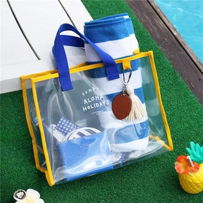 Borsa da spiaggia in plastica trasparente