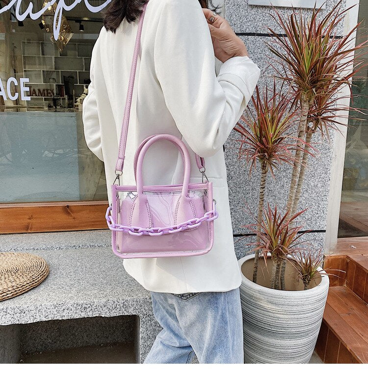 Borsa trasparente viola