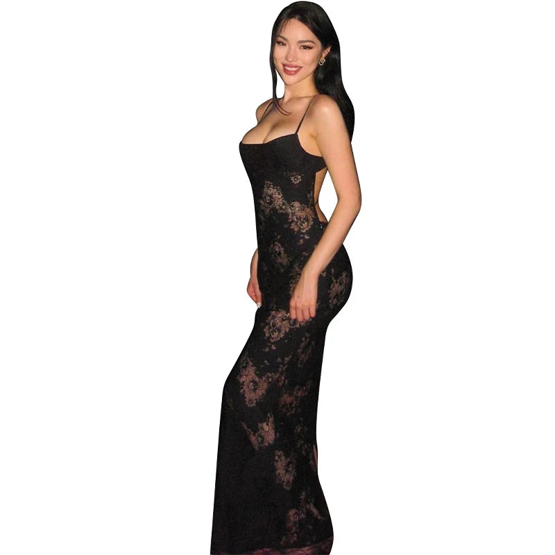 Vestito in tulle nero trasparente