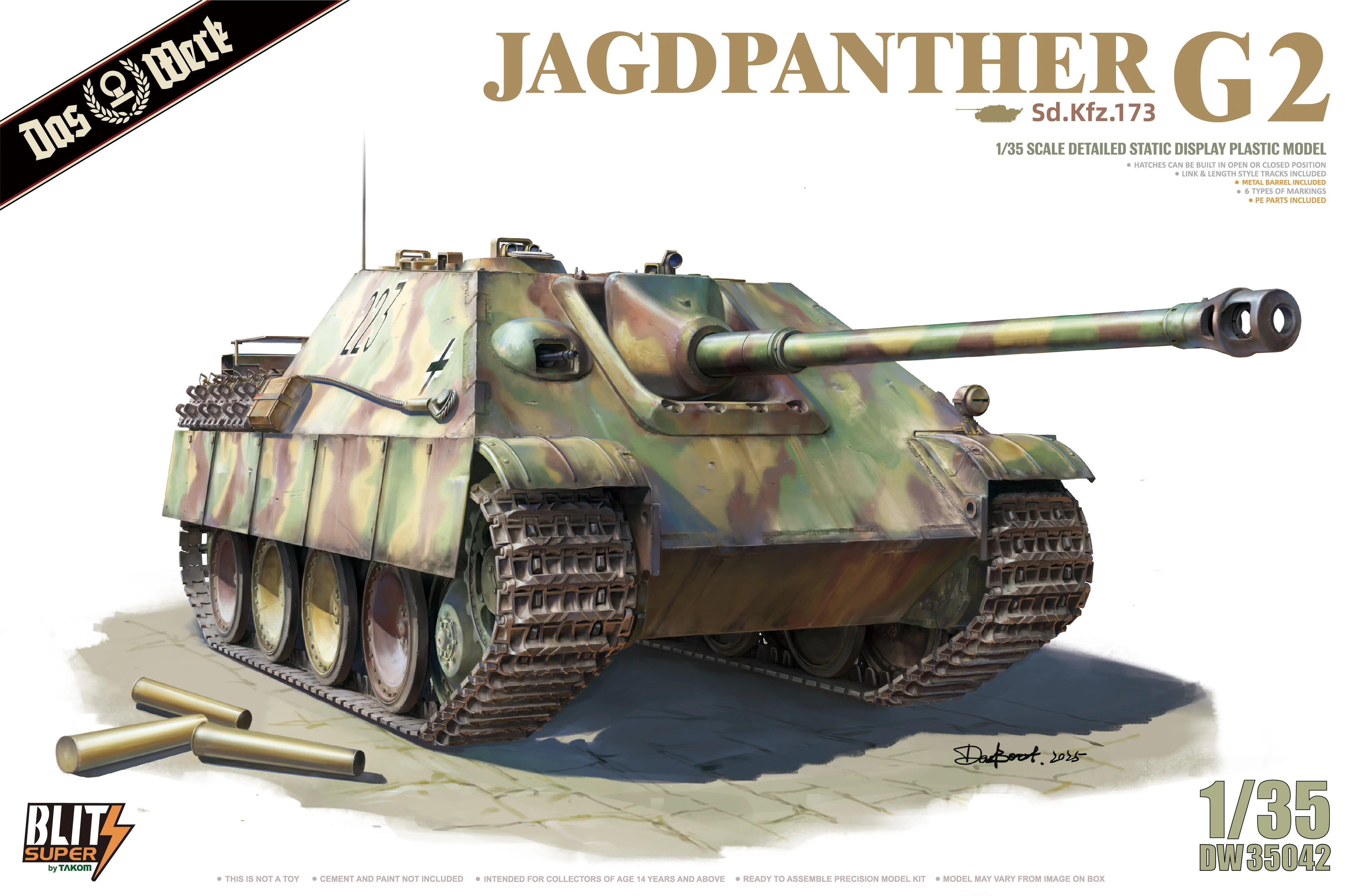 Das Werk 1/35 WW2 német Jagdpanther G2 tank makett