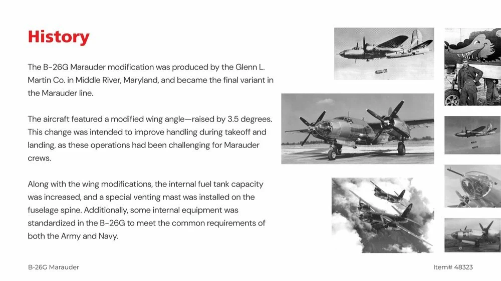 ICM 1/48 II. világháborús B-26G Marauder, amerikai/francia bombázó