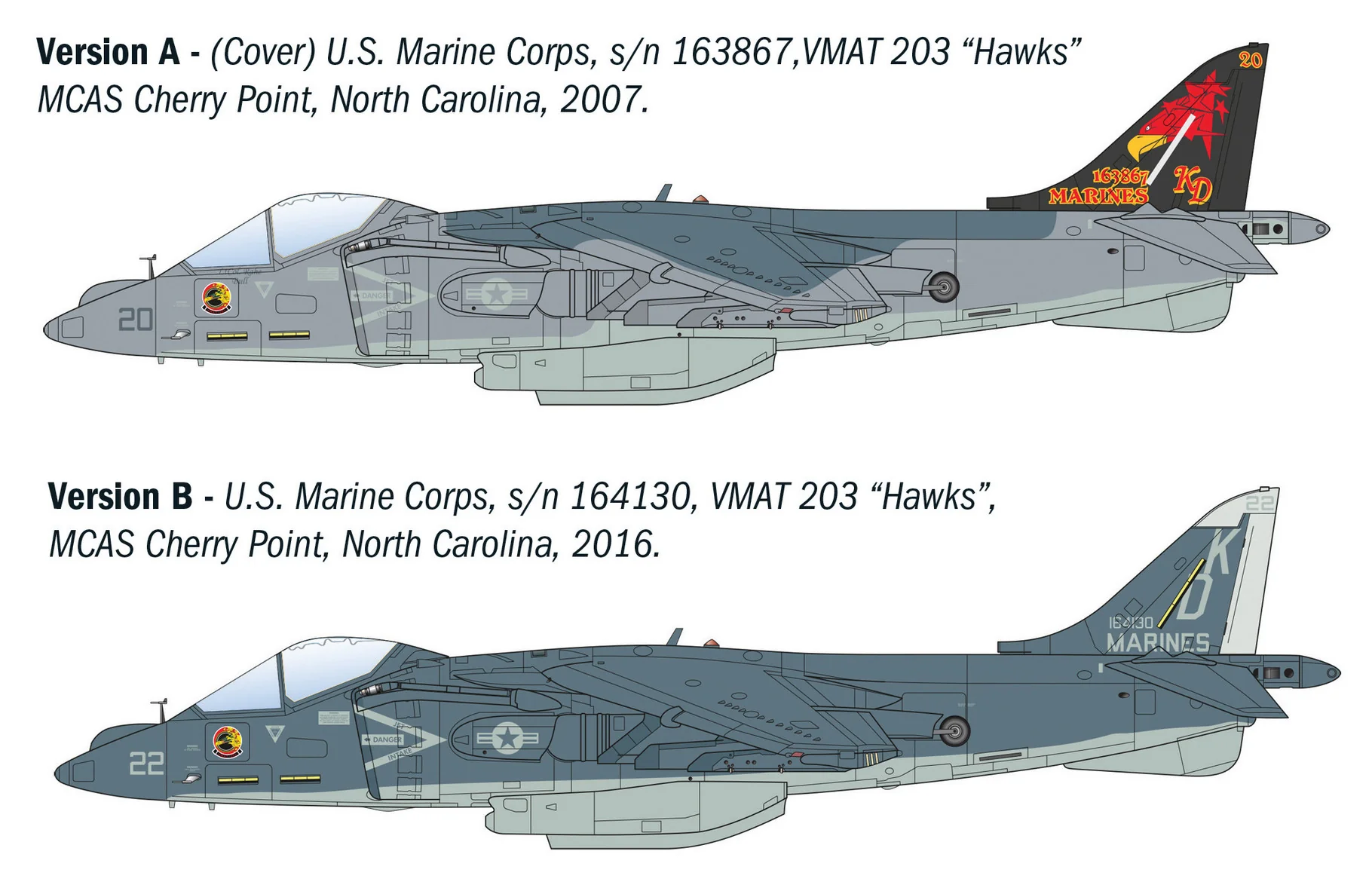 Italeri 1/72 méretarányú AV-8B Harrier II jump jet makett