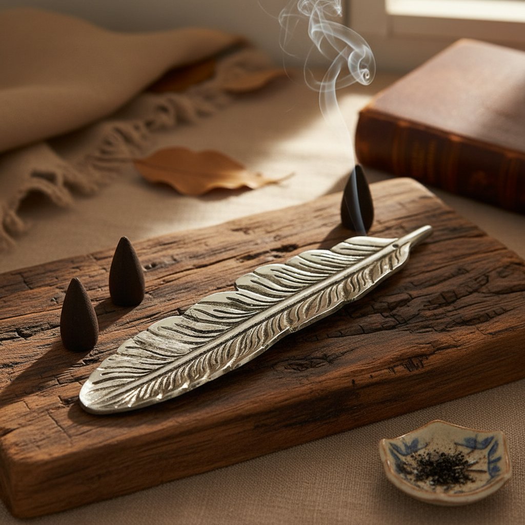 Metalni držač za tamjan u obliku perja Metalni držač za tamjan u obliku perja