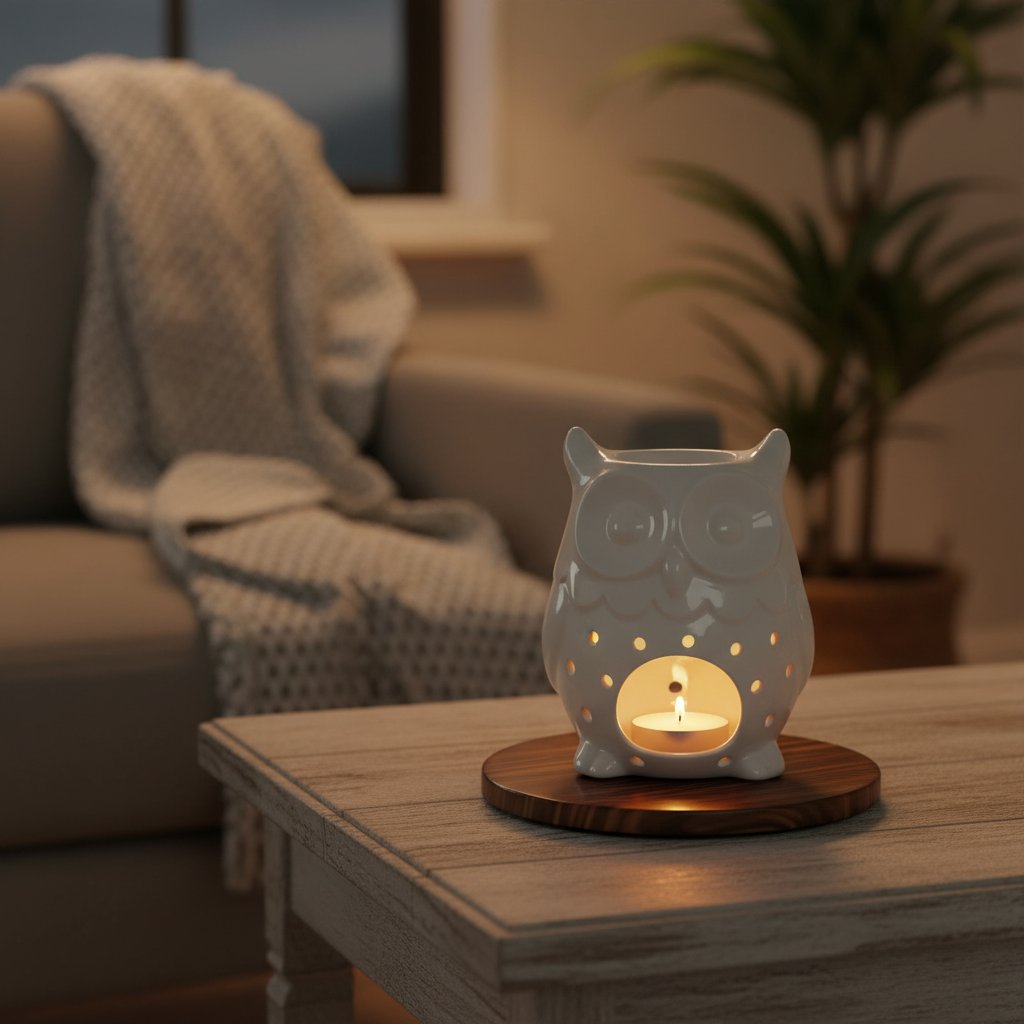 Arzător de parfum din ceramică în formă de bufniță Arzător de parfum din ceramică în formă de bufniță