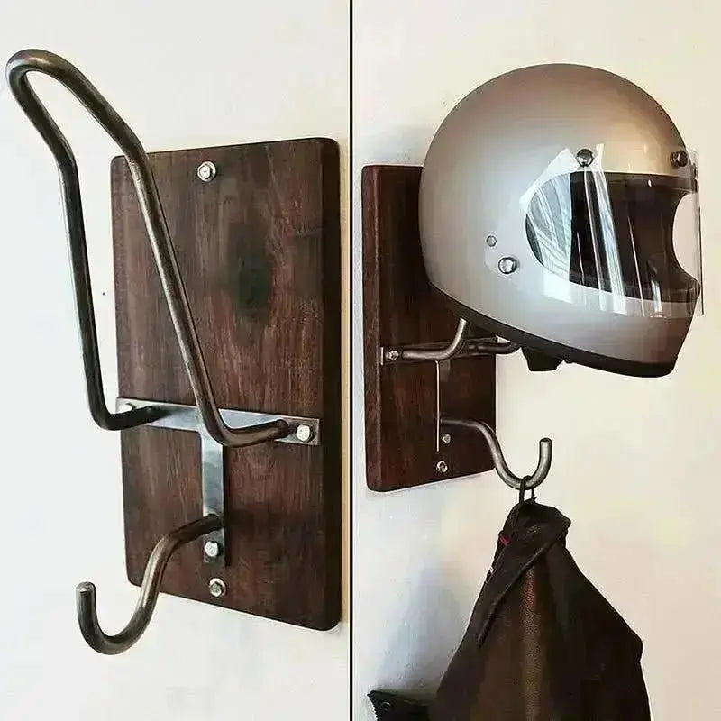 Drveni metalni držač za motociklističku kacigu