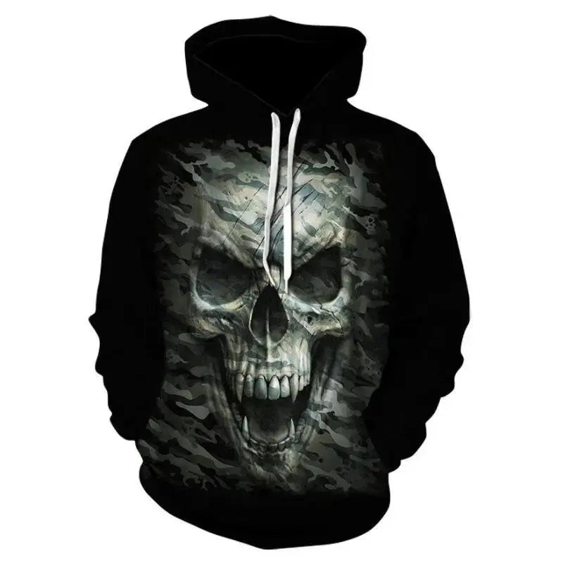 3D hoodie s lubanjom