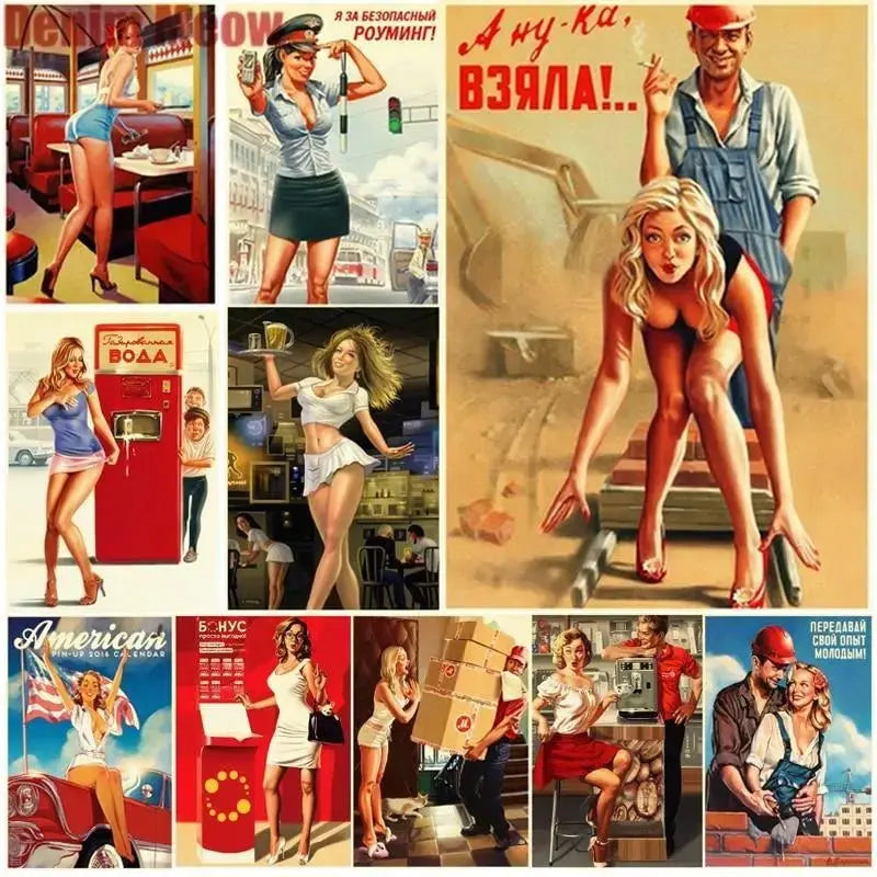 Vintage seksi pin up metalni znak